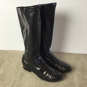 Nina Black Patent Leather Knee High Boot (Big Girl) Size 5